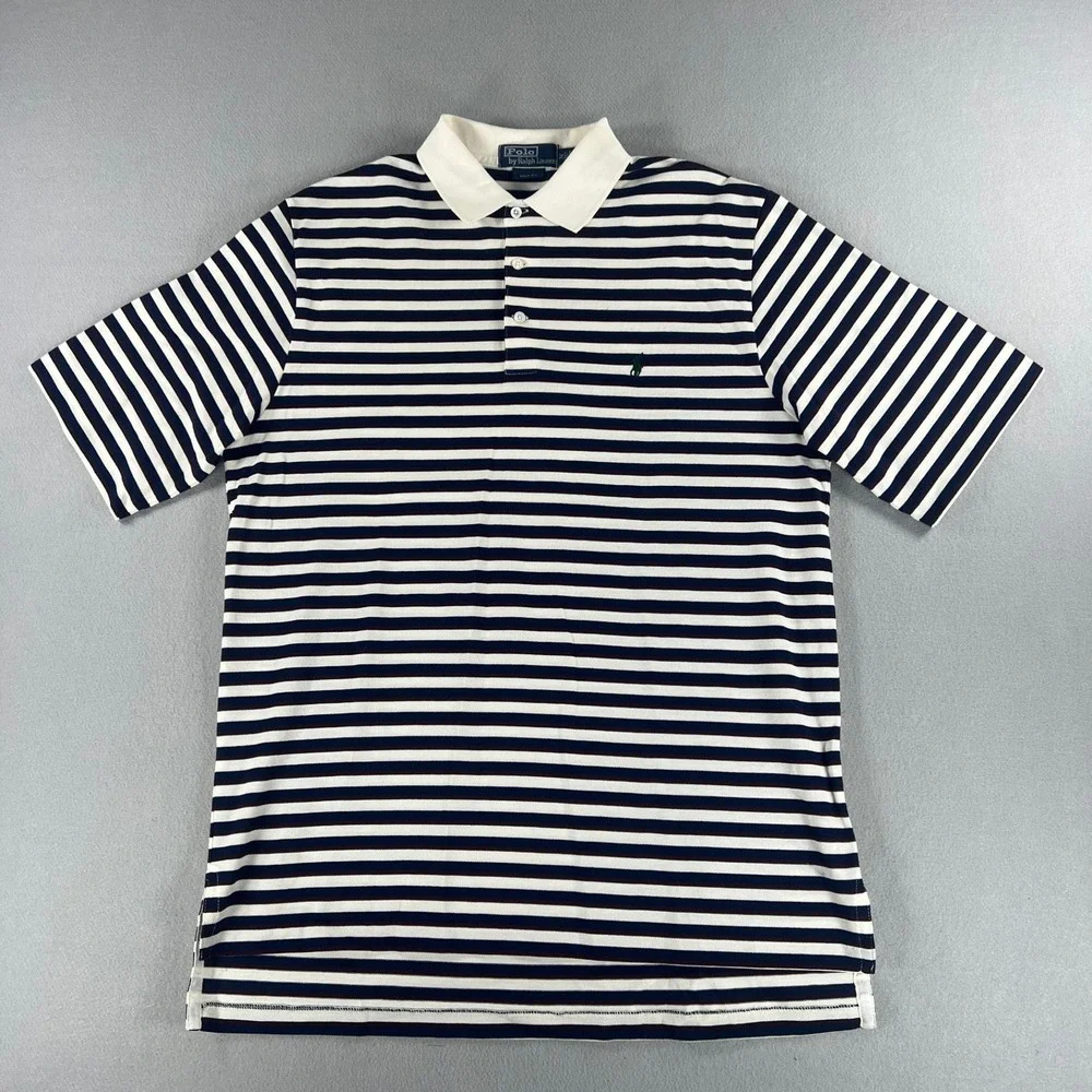 Vintage 90s Polo Ralph Lauren Golf Fit Maroon/Navy/White Striped Mens Size M